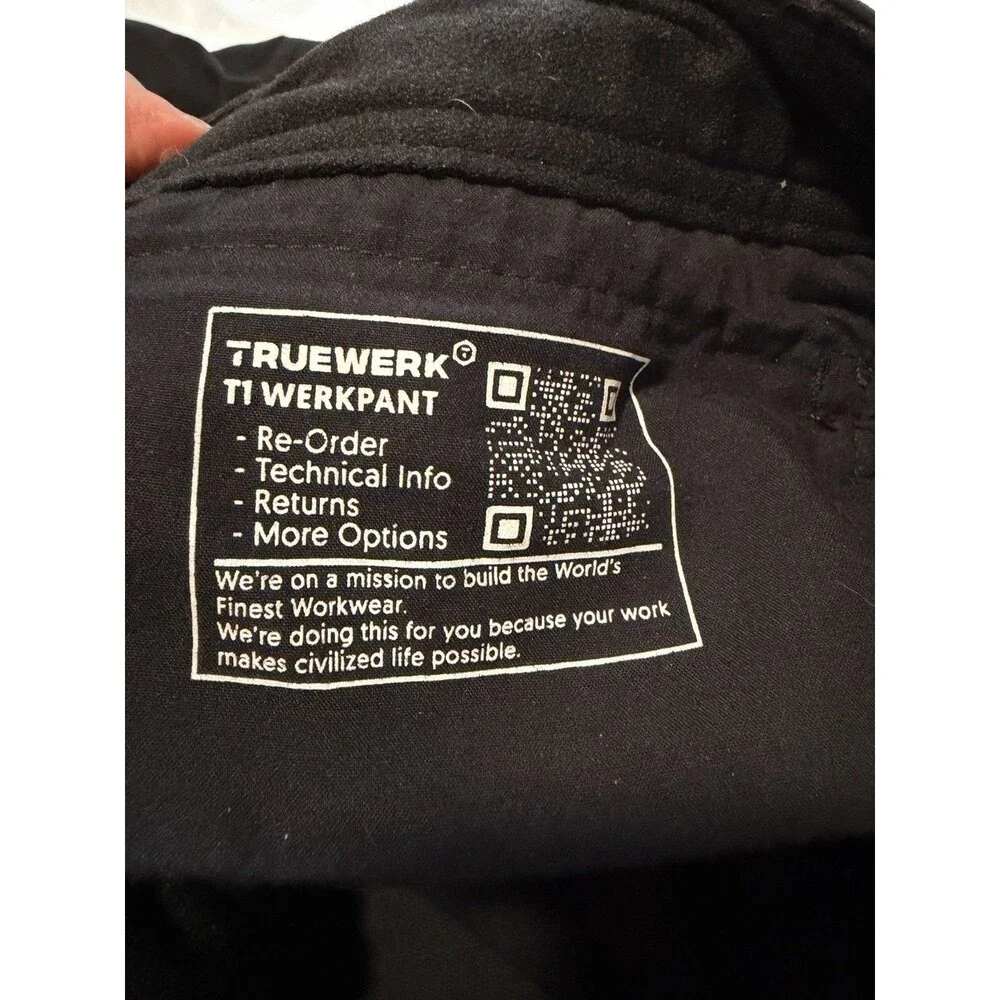 Truewerk T1 Werkpant Mens 38 x 34 Black Technical Work Cargo Pants Stretch